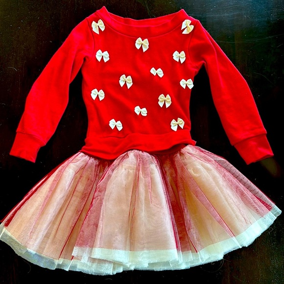 Couture dress with bows and tulle size 4T - Picture 1 of 2